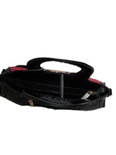 Load image into Gallery viewer, Black Faux Ostrich Emblem Handbag