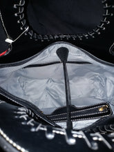 Load image into Gallery viewer, Black Faux Ostrich Emblem Handbag