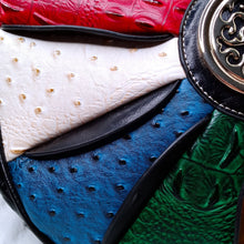 Load image into Gallery viewer, Black Faux Ostrich Emblem Handbag