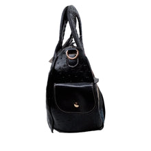 Load image into Gallery viewer, Black Faux Ostrich Emblem Handbag