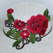 Load image into Gallery viewer, Embroidered Rose Floppy Hat