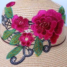 Load image into Gallery viewer, Embroidered Rose Floppy Hat