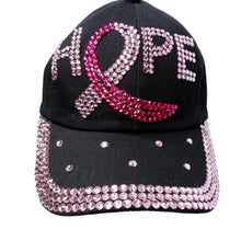 Load image into Gallery viewer, Black Hat with Pink Ribbon Hope