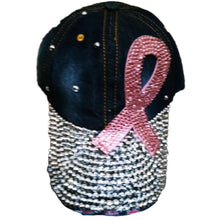 Load image into Gallery viewer, Denim Hat Pink Ribbon
