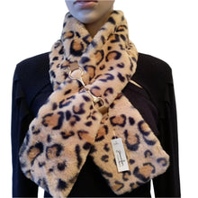 Load image into Gallery viewer, Leopard Print Faux Fur Scarf with Gold Chain Pull Through - Seller&#39;s Special
