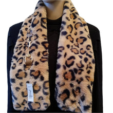 Load image into Gallery viewer, Leopard Print Faux Fur Scarf with Gold Chain Pull Through - Seller&#39;s Special
