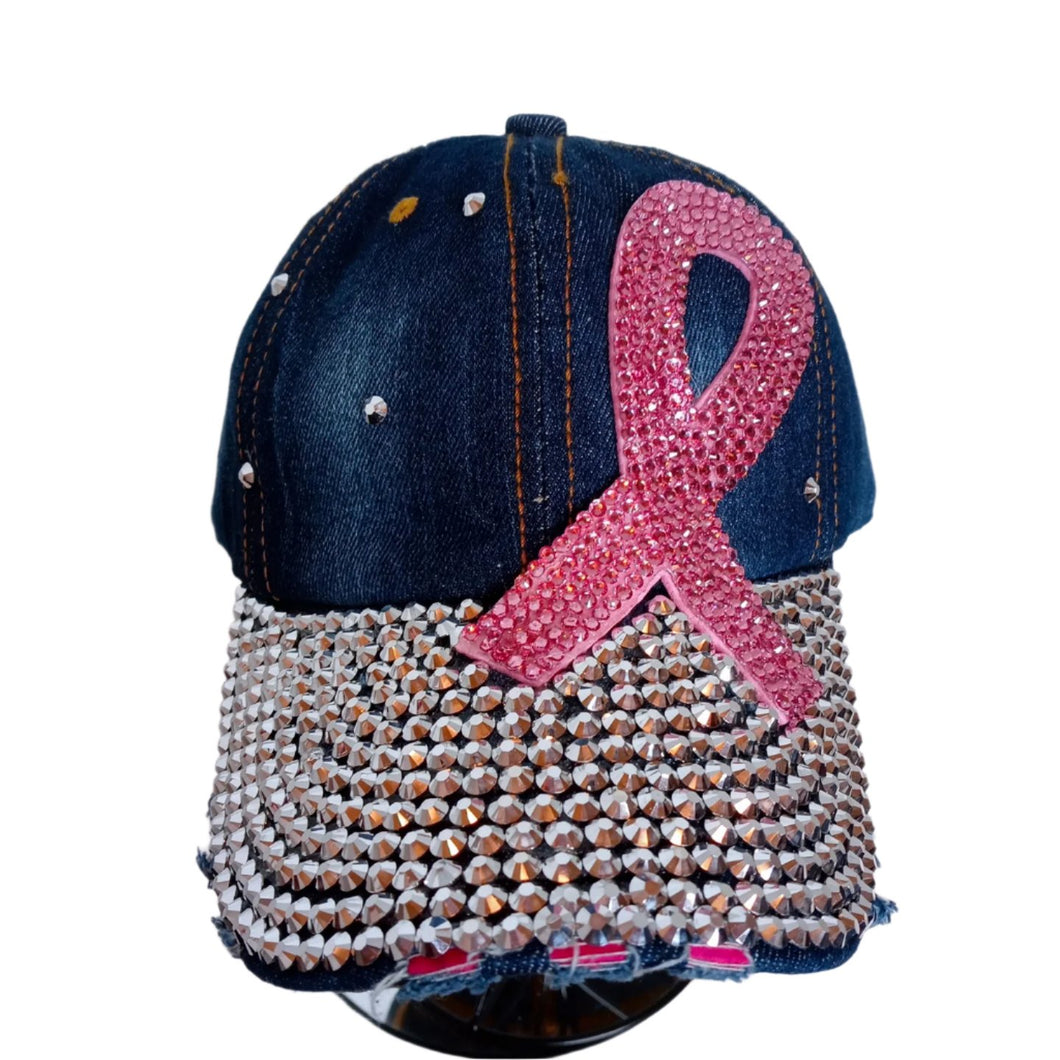 Denim Hat Pink Ribbon