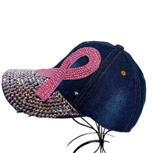 Load image into Gallery viewer, Denim Hat Pink Ribbon
