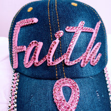 Load image into Gallery viewer, Blue Denim Hat Faith and Pink Ribbon - Seller Special
