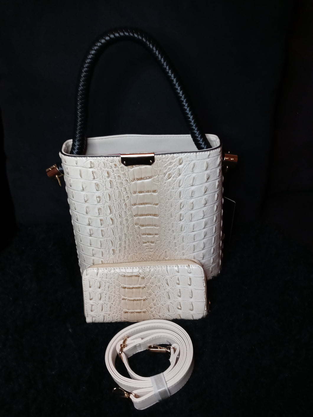 Diophy - 2 N 1 Croc Satchel - Annette Lorraine Accessory Boutique LLC