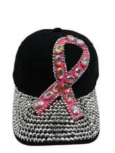 Load image into Gallery viewer, Embellished Black Hat with Pink Ribbon - Annette Lorraine Accessory Boutique LLC
