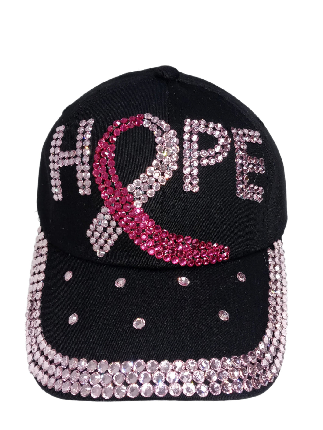 Black Hat with Pink Ribbon Hope