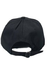 Load image into Gallery viewer, Black Hat with Cross Design and Clear Rhinestones on Bill
