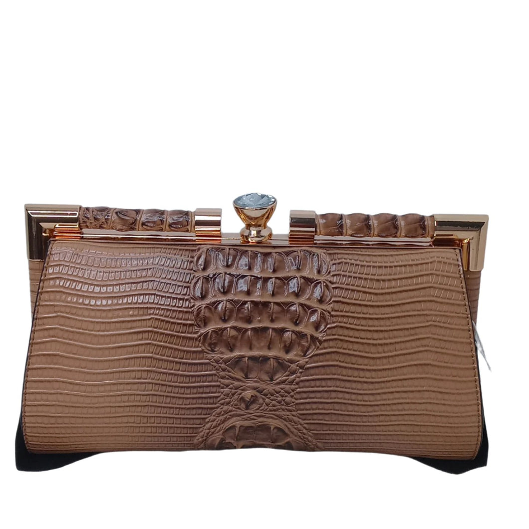 Fashion Faux Leather Jewel Clutch