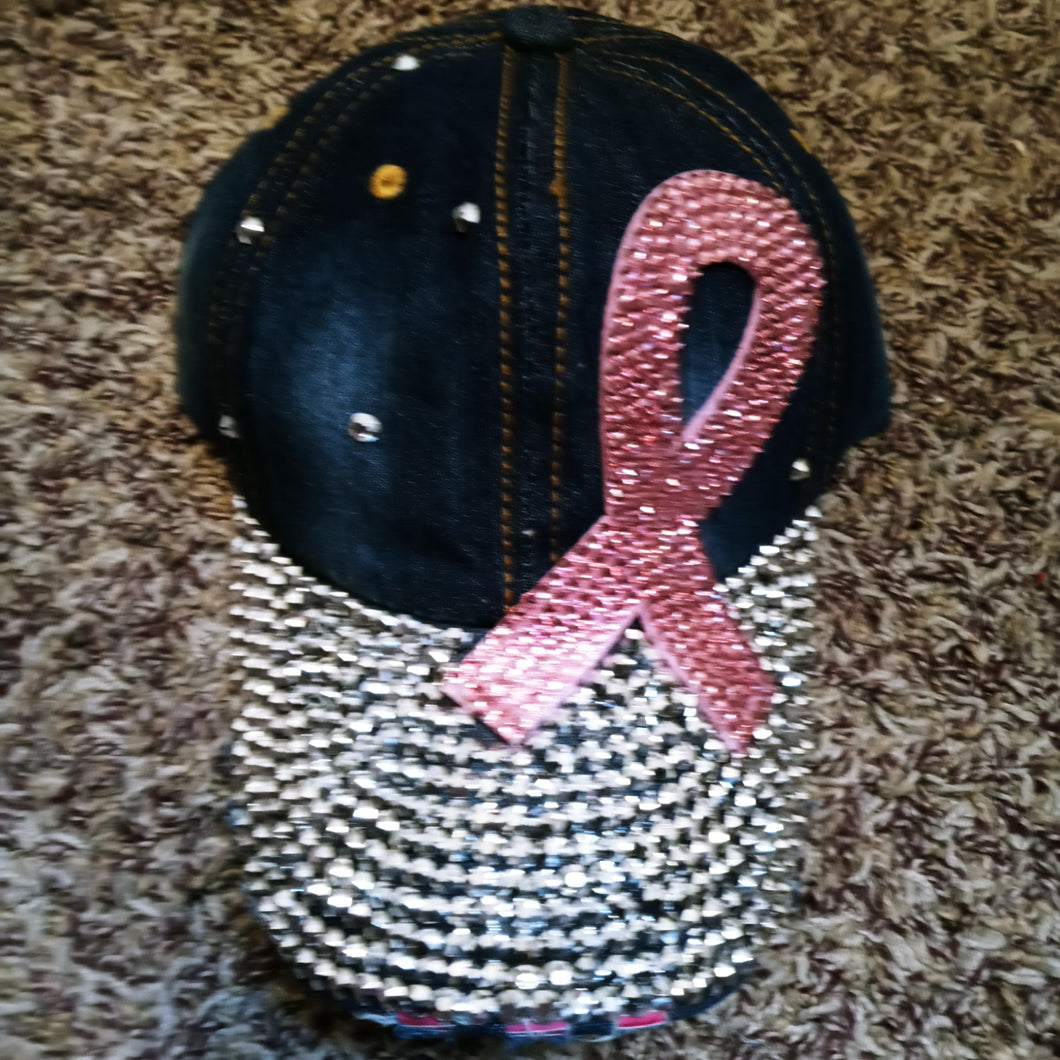 Pink Ribbon Blue Jean Hat
